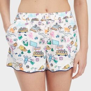Roller Rabbit x Target Women's Roadtrip Poplin Boxer Shorts Blue/Yellow/Pink - L